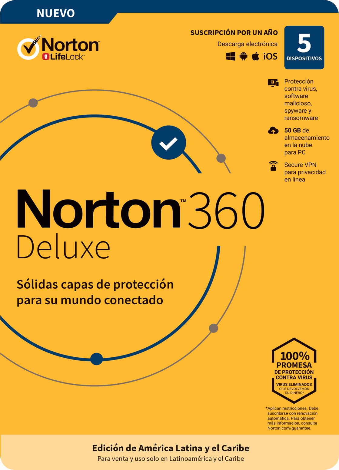 Antivirus Norton 360 Deluxe 5 Dispositivos ESD 1 Año Digital SIShop 🛒