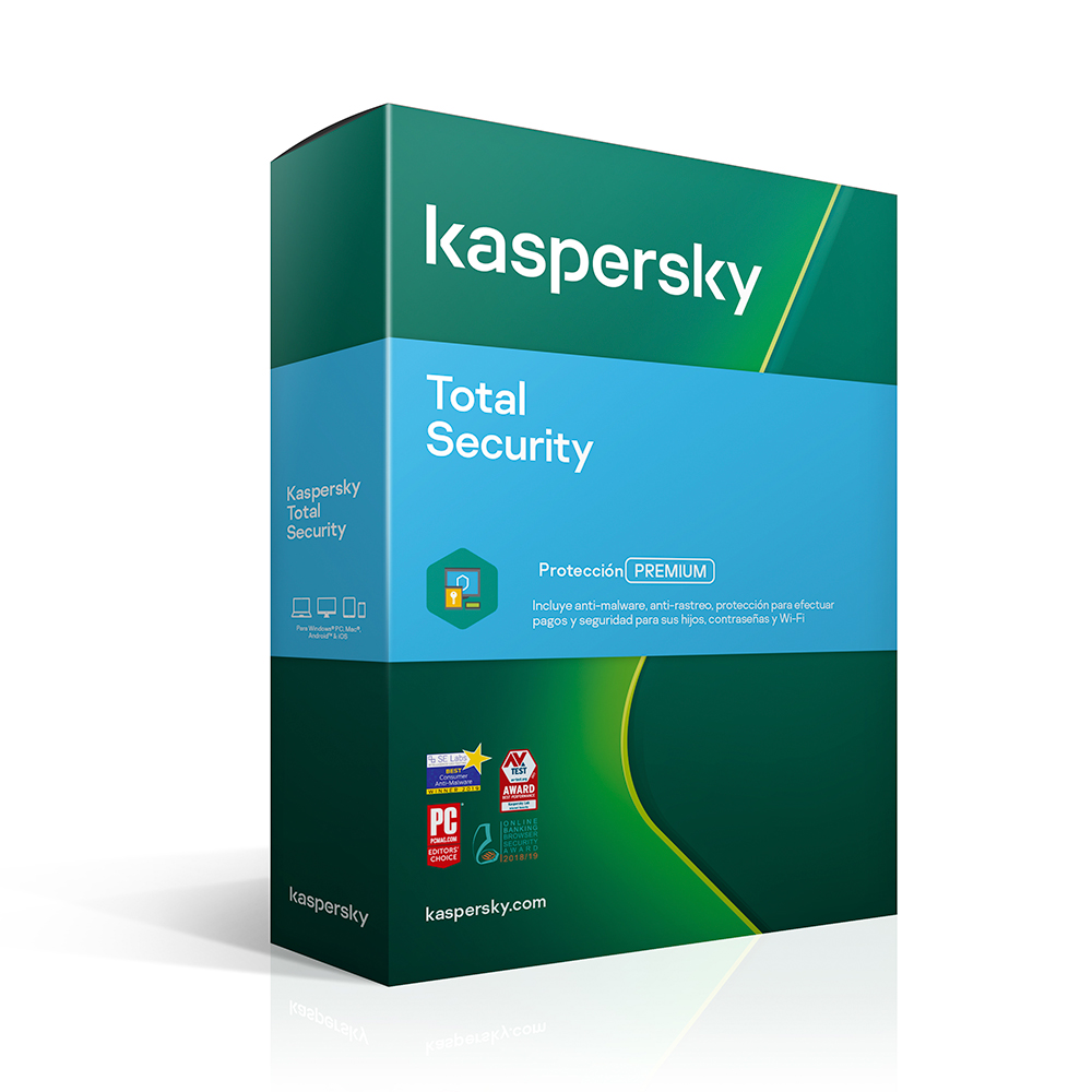 Antivirus Kaspersky Total Security 3 Dispositivos 1 año Caja SIShop 🛒
