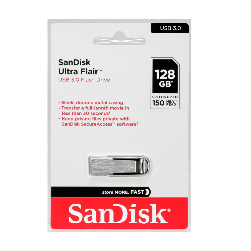 Almacenamiento Memoria USB SanDisk Ultra Flair 3.0 128 GB SIShop 🛒