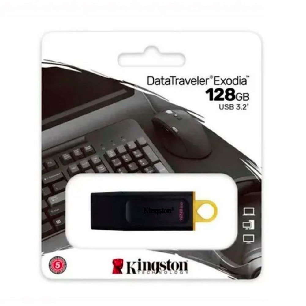 Almacenamiento Memoria USB KINGSTON 128GB 3.2 Gen1 DataTraveler Exodia COLOR Negro + Amarillo SIShop 🛒