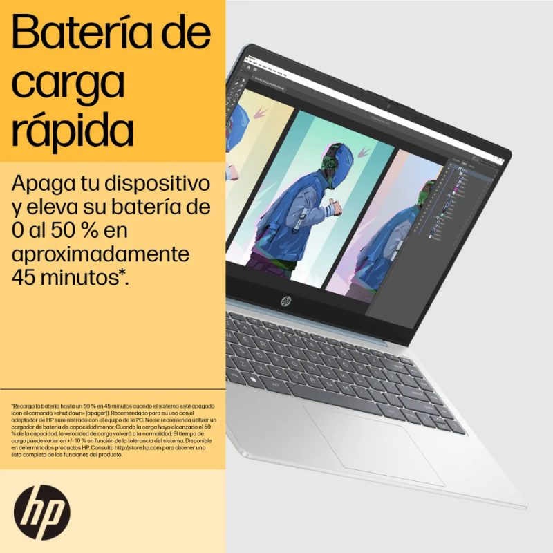Portátil HP 14-em0021la/AMD Ryzen™ 5 7520U 4,3 GHz/16GB LPDDR5/512GB SSD/14 FHD/Windows 11 Home - Image 2