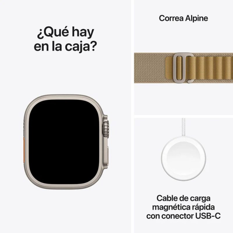 Apple Watch Ultra 2 GPS + Cellular 49mm Natural Titanium Case with Tan Alpine Loop - Medium - Image 4