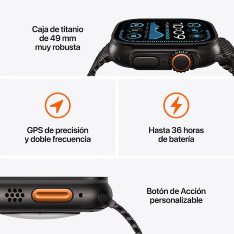 Apple Watch Ultra 2 GPS + Cellular 49mm Black Titanium Case with Black Trail Loop - S/M - Image 3