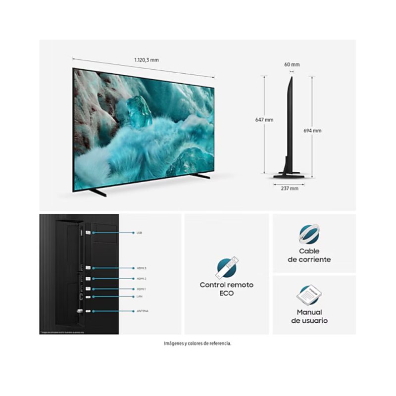Televisor Samsung FLAT QLED Smart TV 50 pulgadas, UHD 4K  /3,840 x 2,160 / DVB-T2 / Procesador Quantum /Bluetooth / Dual Led / asistente de voz /  modo ambiente/ Modo Juego/  HDMI x 3 / USB x 2 /LAN/ abre y edita archivos de Office/ Control Solar/Garantía 1 año, Ficha tecnica completa en www.samsung.com.co - Image 3